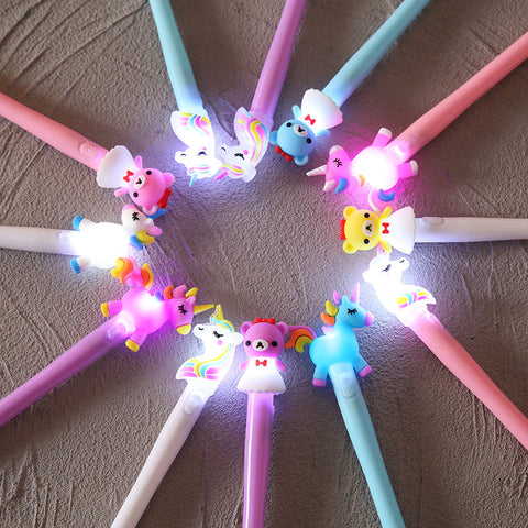 Enchanted School Supplies: Unicorn Backpack with Glowing Pen and Owl Pencil Sharpener