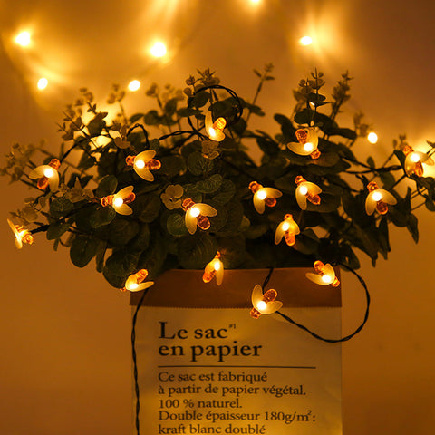Bee-Inspired Flower Fairy String Lights for Fairy Gardens and Craft Houses