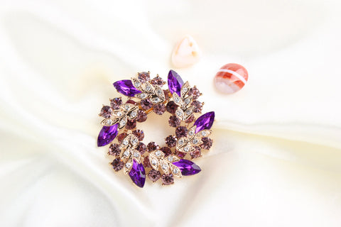 Sparkling Pearl Crystal Brooch Duo