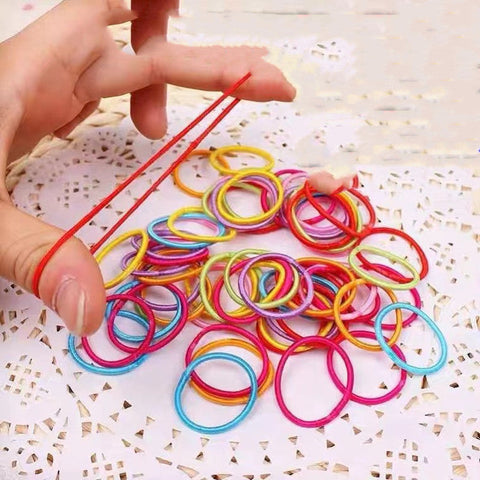 Cute Hair Accessory Set: Cat Ears Clip, Rubber Bands, Rainbow Heart Hair Rope & Lace Clip