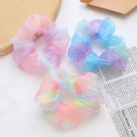 Cute Hair Accessory Set: Cat Ears Clip, Rubber Bands, Rainbow Heart Hair Rope & Lace Clip