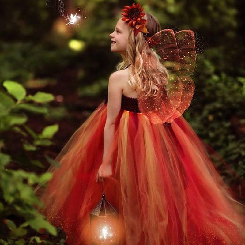 orange fairy dress Puffy Net Dress, Ruby Red / S Cathalem Women's Sleepwear Womens fitted wedding dresses COLOUR:Butter Spot woodland fairies and elves