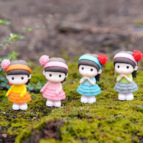 Fairy Garden Pot with Fence and Adorable Girl