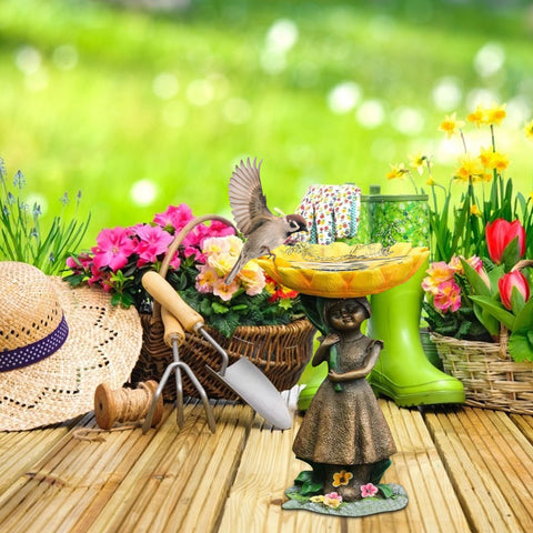 Resin Sunflower Bird Bath