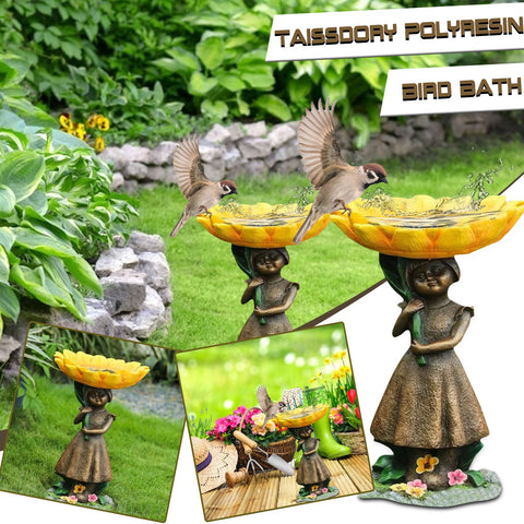 Resin Sunflower Bird Bath