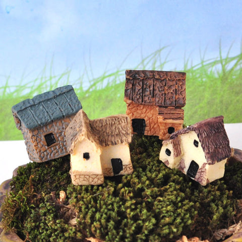Fairy Garden Furniture and Decor Set with Miniature Villa and Rustic Birdcage