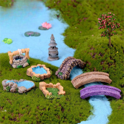 Miniature Landscape Decor Set with Luminous Stone