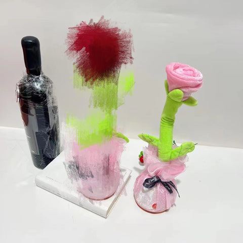 Twisting And Swinging Plush Roses Sculpture