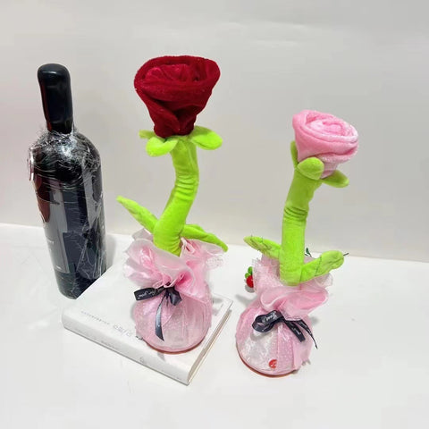 Twisting And Swinging Plush Roses Sculpture