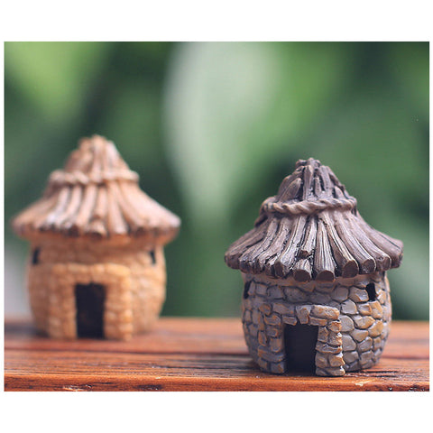 Fairy Garden Furniture and Decor Set with Miniature Villa and Rustic Birdcage