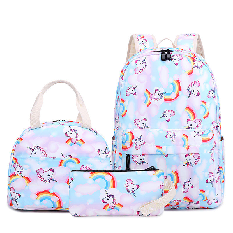 Magical School Adventure: Rainbow Unicorn Backpack with Essential Stationery Set