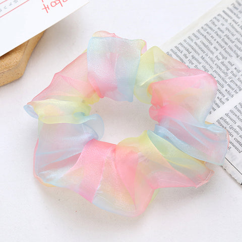 Rainbow Heart Organza Hair Rope