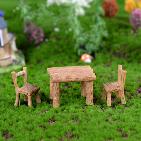 Miniature Furniture Collection: Table and Chair, Landscape Set, Nostalgic Set, and Trees