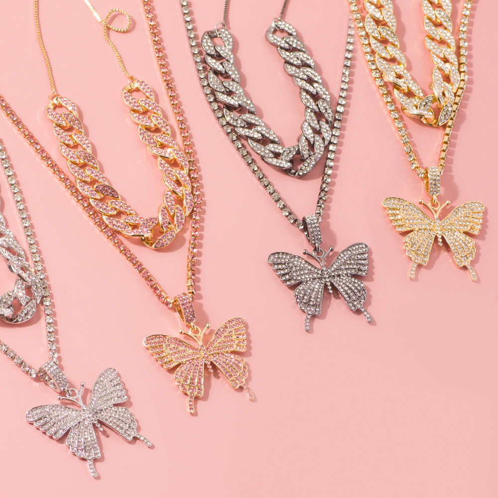 Beautiful Butterfly Necklaces: White Shell, Candy, Pearl, Diamond, & Pendant