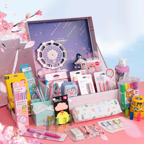 [12-IN-1 STATIONERY GIFT SET] 10 Assorted School Supply Stationery Set  Surprise Blind Gift Set GOODY BAG Favor Gift (+ 2 FREE Gifts) Total 12  Items!