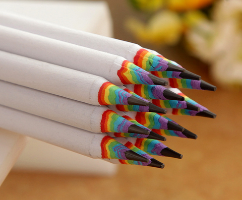 Stationery Set: Cartoon Pencil Bag, Color Block Pencil, Sharpener, Rainbow Pencil, Fairy Eraser