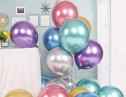 Shine and Celebrate: A Set of Metal Chrome Balloons, Alphabet Balloons, and Party Hats