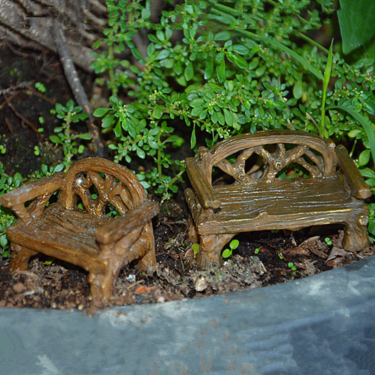 Miniature Furniture Collection: Table and Chair, Landscape Set, Nostalgic Set, and Trees