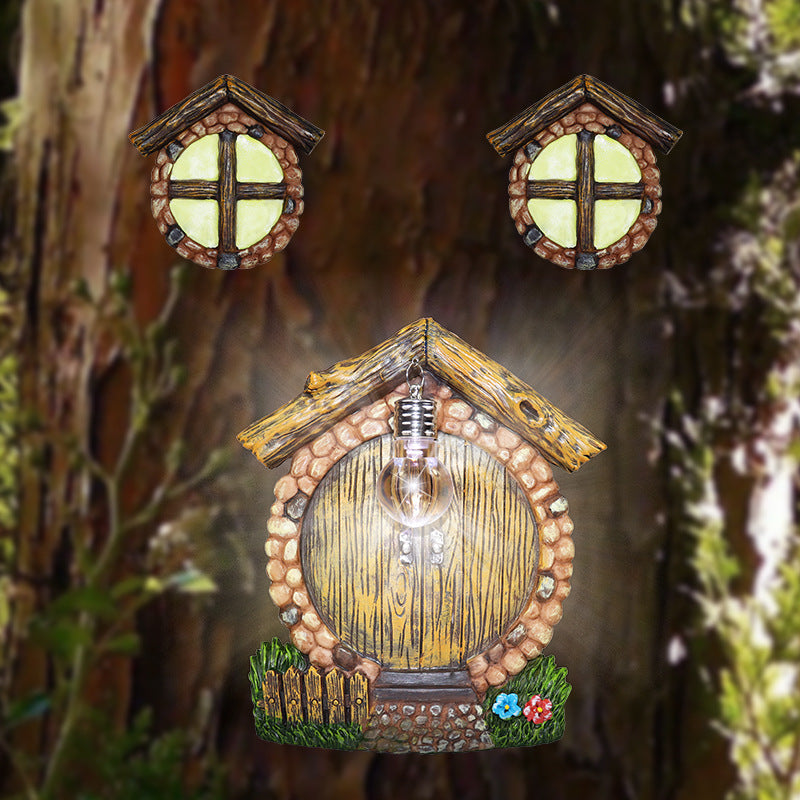 Fairy Garden Accessories: Mini Windows and Doors with Lights, Wooden Fence