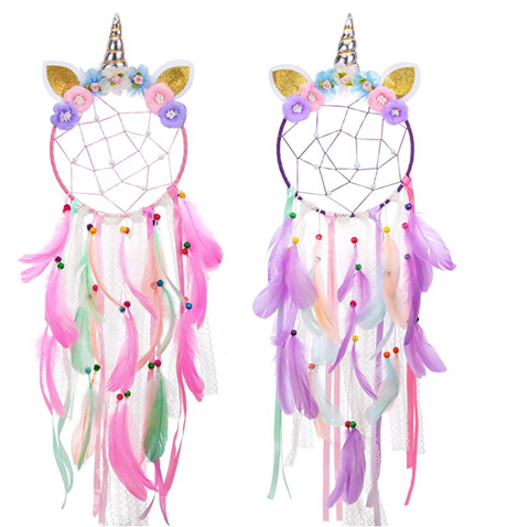 Dreamy Decor Collection: Hook Flower Dream Catcher, Unicorn and Annie Baby Wind Chimes