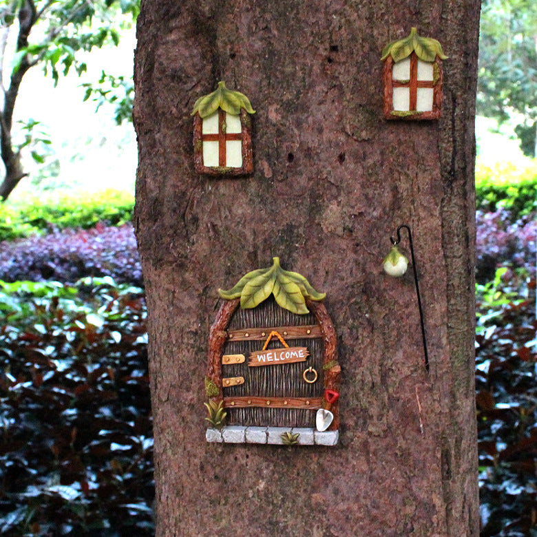 Courtyard in Miniature: Door & Window, Fairy Garden, Fish Tank House, and Nostalgic Table & Chair