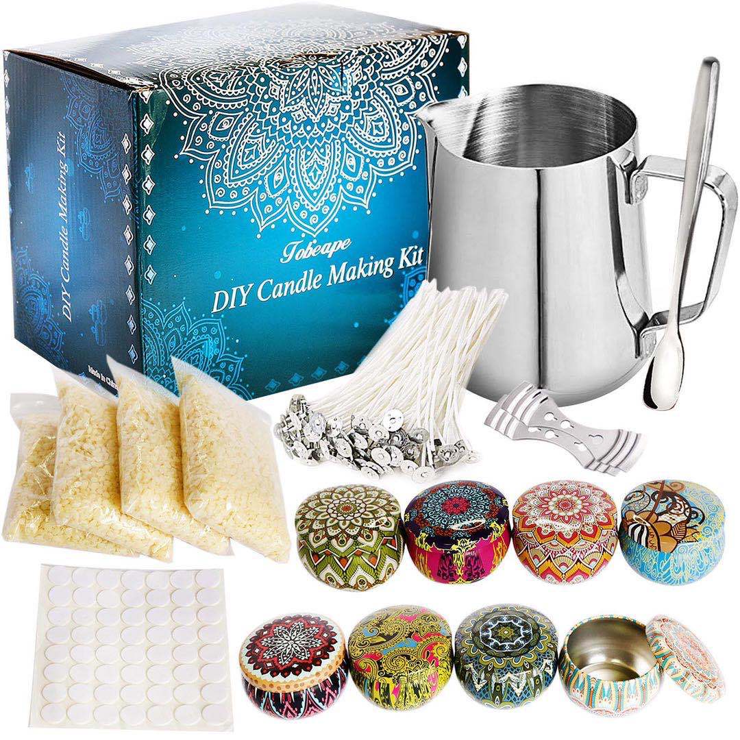DIY Holiday Candle Making Kit with Gloves and Tree Molds