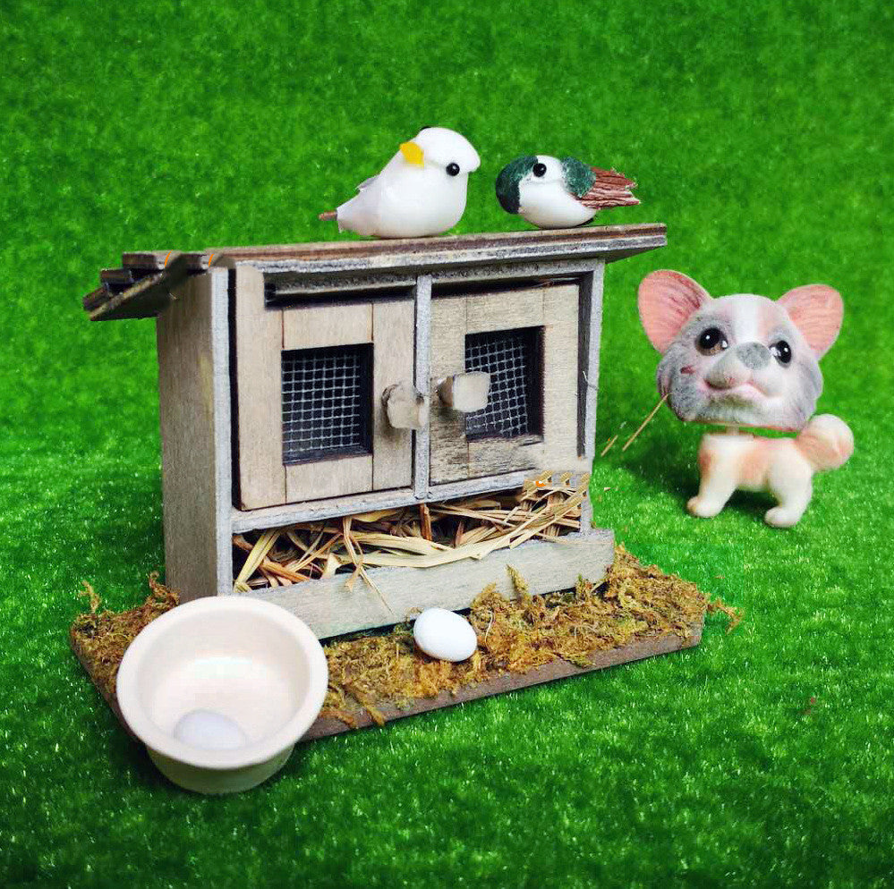 Rustic Miniature Collection: Birdcages, Animals, and Scenery
