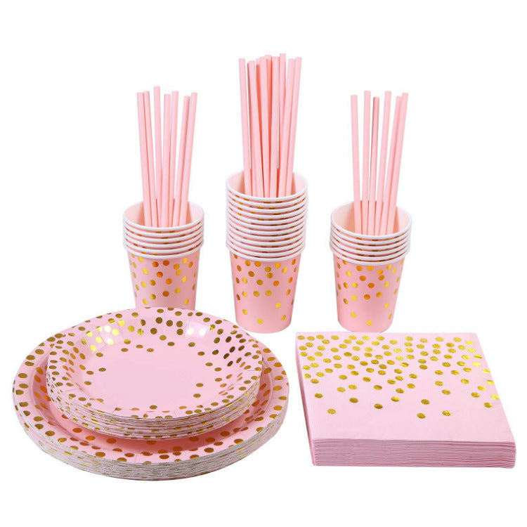 Convenient and Chic: A Set of Disposable and Marble Gilt Tableware for Parties and Events