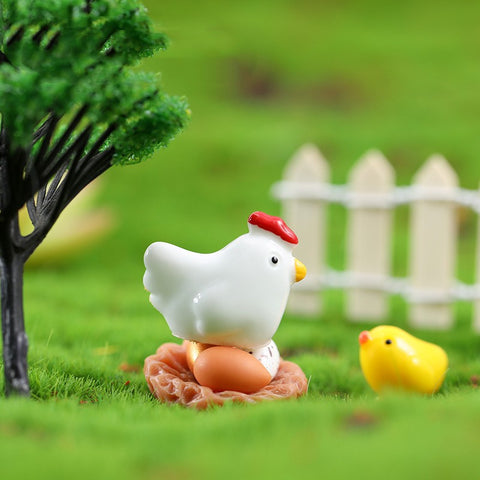 Fairy Garden Chicken Family