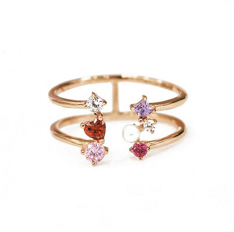 Rainbow Sparkle: Japanese Fairy Ring, Zircon Bracelet and Necklace Set