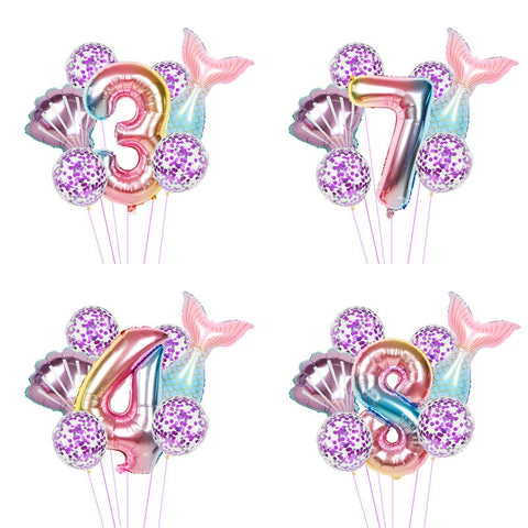 Mermaid Party Set with Number Balloons