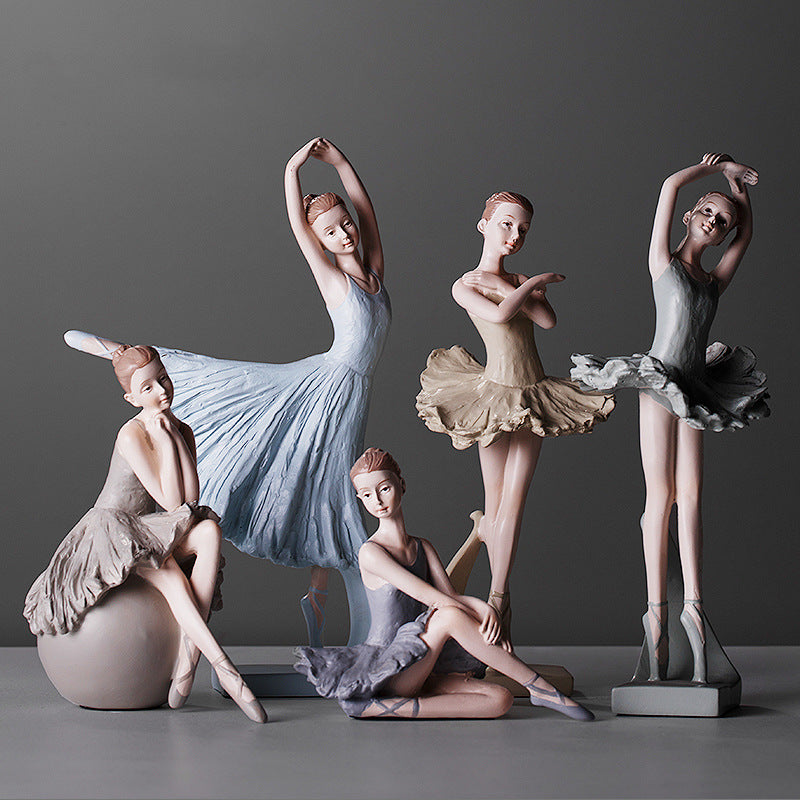 Fanciful Ballet Set for Enchanting Fairy Gardens: Elf Sculpture, Ballet Girl, and Ballet Fairies