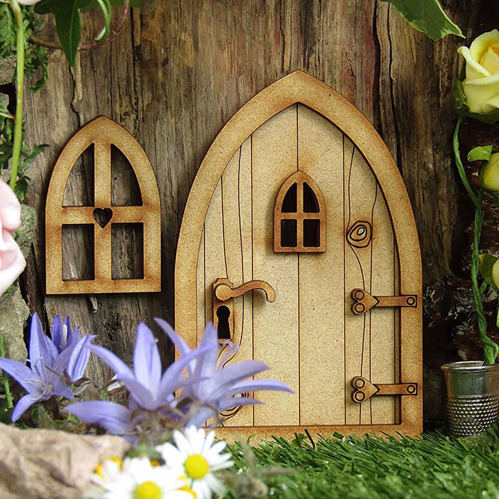 Flower Fairy Wooden Decorations & Plastic Fence Set for Fairy Gardens