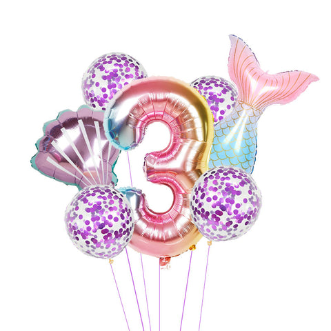 Mermaid Number Balloons