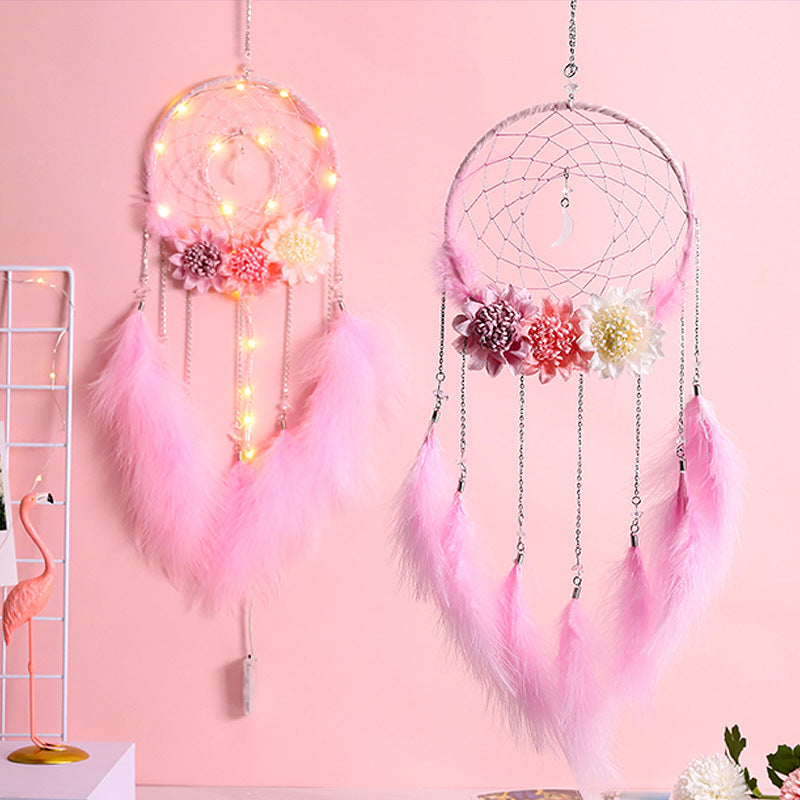 Whimsical Wind Chimes: A Set of Flower Feather, Moonstar, and Dreamcatcher Wind Chimes