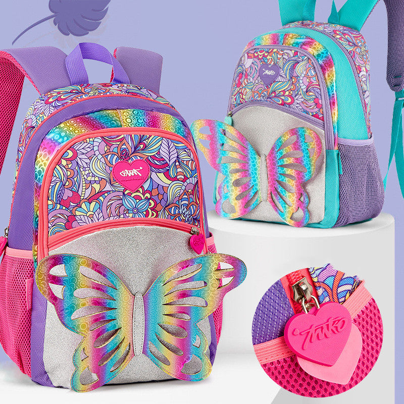 Rainbow Butterfly 3D Backpack with Pencil Supplies and Stationery Gift Set for School