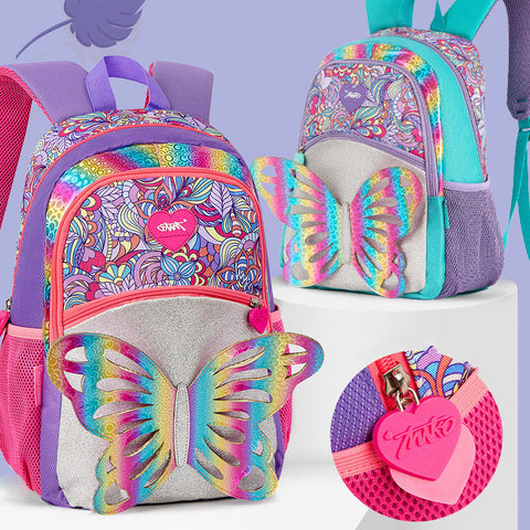 Rainbow Butterfly 3D Backpack with Pencil Supplies and Stationery Gift Set for School
