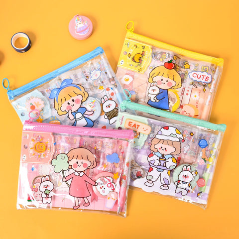Complete Cute School Set with Bags, Stationery, and Fan